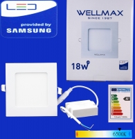 Էլ.պլաֆոն LED Wellmax քառակուսի 18W 6500K
