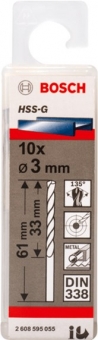 Metal Drill bits HSS-G Silver 3 mm Bosch Professional
