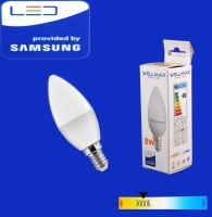 LED lamp Wellmax 8W warm white (C37 E14 3000K)